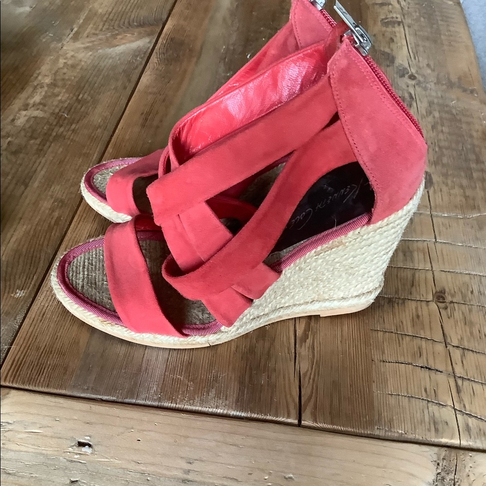 Kenneth Cole Orange Velvet Strappy Espadrilles